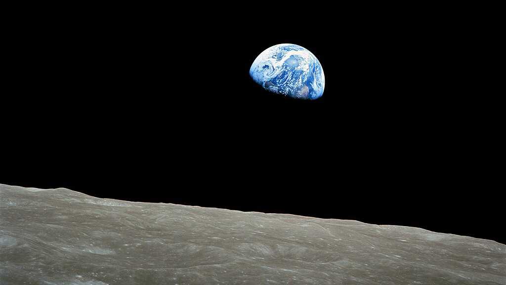 Earthrise from the Moon, taken by Apollo 8 astronaut William Anders in 1968.